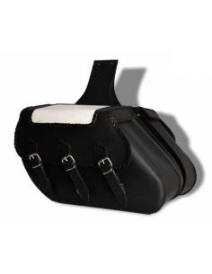 SACOCHAS DE COURO IKARO CELTIC BICOLOR PRETO E BRANCO 2