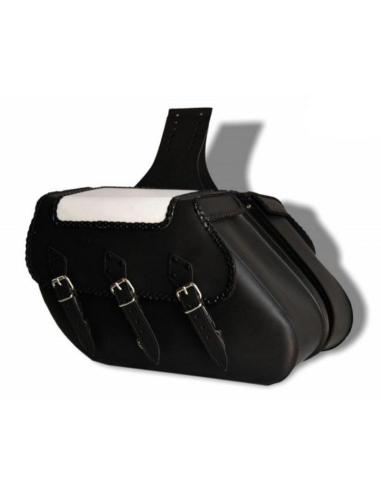 Comprar Alforjas De Cuero Ikaro Celtic Bicolor Blanco Y Negro a precio de oferta