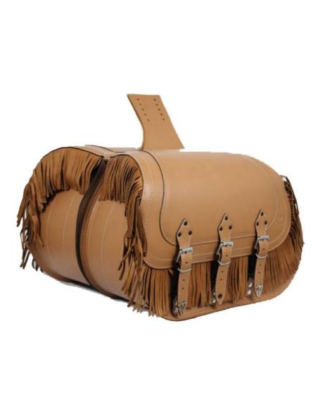 Comprar Alforjas De Cuero Campeador Camel Con Flecos a precio de oferta