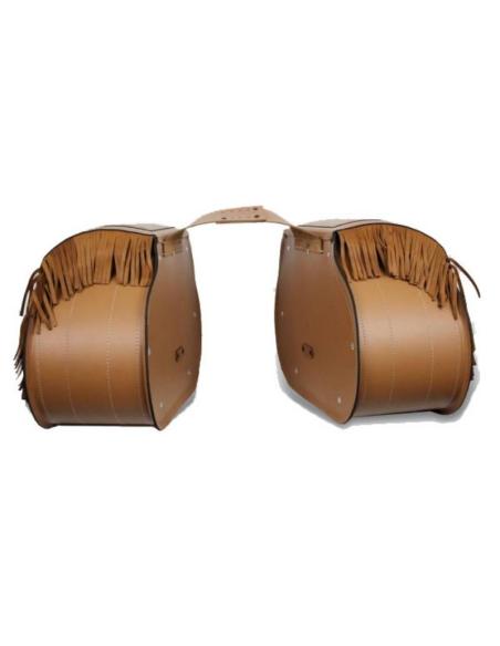Comprar Alforjas De Cuero Campeador Camel Con Flecos a precio de oferta