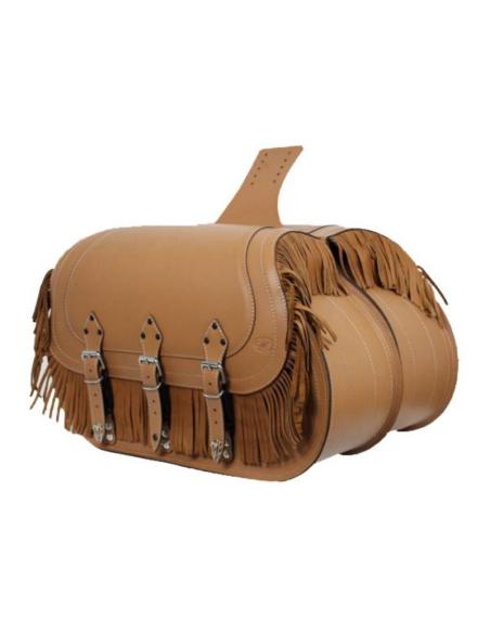 Comprar Alforjas De Cuero Campeador Camel Con Flecos a precio de oferta
