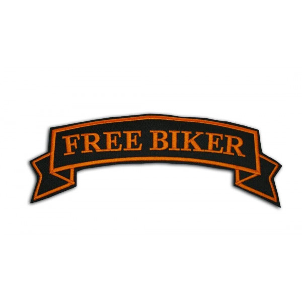 LARGE FREE BIKER PATCH ORANGE / NOIR 9 X 26