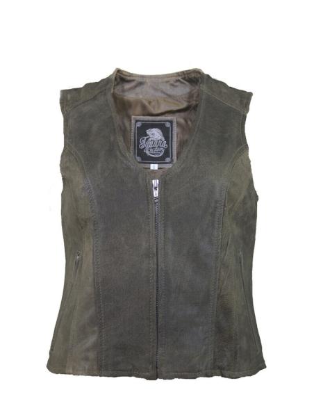 GILET EN CUIR BRUN ARIZONA POUR FEMME