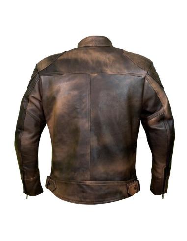 BROWN REAL LEATHER JACKET "FIFTY-EIGHT" WIHT CE PROTECTIOS