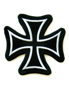 Malte Cruz Patch Bordado Em Pele De Giro Preto 15 X 15 Cm