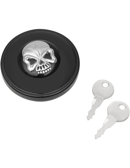 BOUCHON DE CRÂNE NOIR POUR HARLEY AVEC CLÉ
