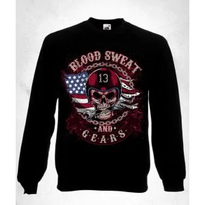 SWEAT-SHIRT NOIR "BLOOD SWEAT & GEAR".