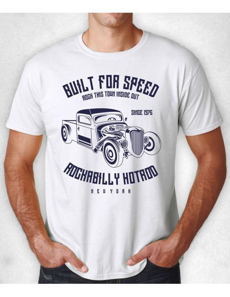 Acquista Offerta!! Maglietta Bianca "Built For Speed Hotrod" a prezzo scontato