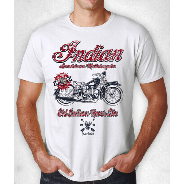 OFFER¡¡ WHITE T-SHIRT "OLD INDIAN NEVER DIE".