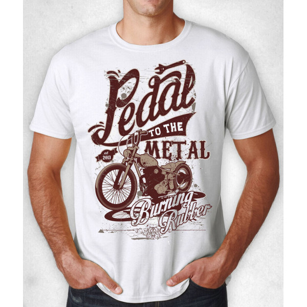 OFFRE¡¡¡ T-SHIRT BLANC "PEDAL TO THE METAL".