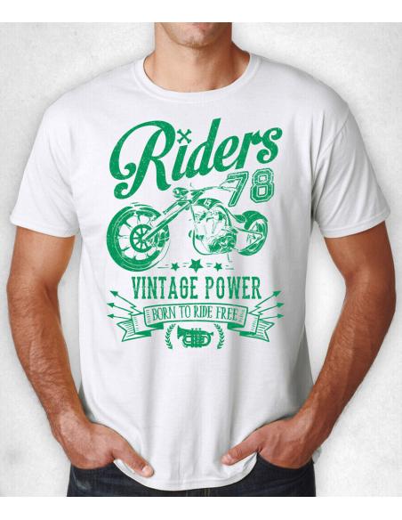 OFERECER CAMISETA BRANCA "VINTAGE RIDERS 78"