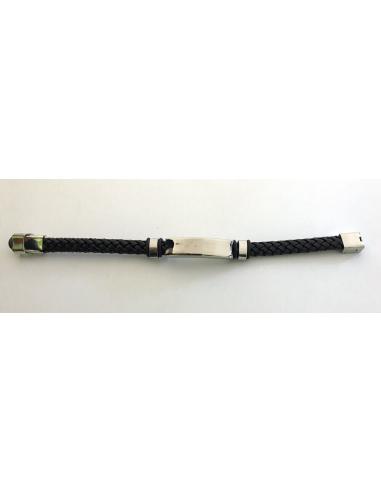 BRACELETE DE COURO DE AÇO TRANÇADO LASER PERSONALIZADO GRAVADO