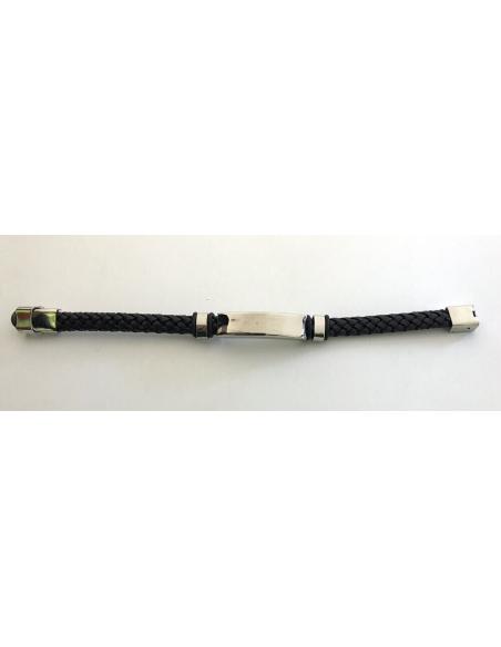 BRACELETE DE COURO DE AÇO TRANÇADO LASER PERSONALIZADO GRAVADO