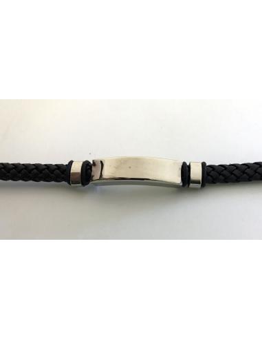 BRACELET STEEL BRAIDED LEATHER BRAIDED LEATHER ENGRAVED LASER ENGRAVED PERSONALIZED