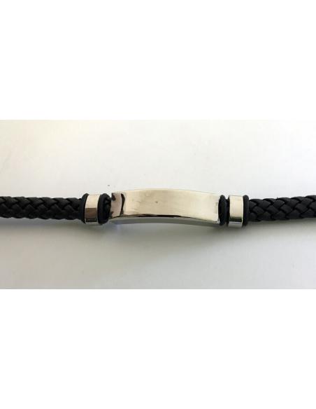 BRACELET STEEL BRAIDED LEATHER BRAIDED LEATHER ENGRAVED LASER ENGRAVED PERSONALIZED