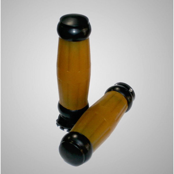 BLACK ALUMINIUM GRIPS WITH NATURAL VINTAGE RUBBER