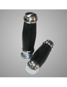 Comprar Puños Aluminio Pulido Con Goma Vintage Negra a precio de oferta