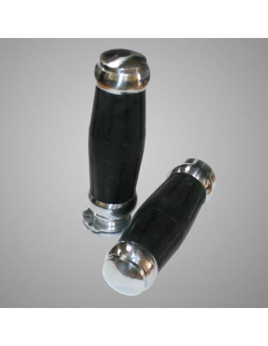 POLISHED ALUMINIUM GRIPS WITH BLACK VINTAGE RUBBER