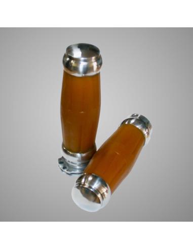 POLISHED ALUMINIUM GRIPS WITH NATURAL VINTAGE RUBBER
