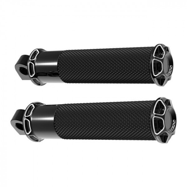 NESS BEVELLED FUSION FOOTPEGS BLACK FOR HARLEY