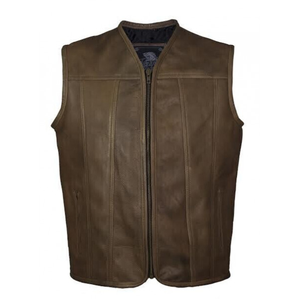 "ROUTE" VEST FIRST QUALITY BROWN LEATHER