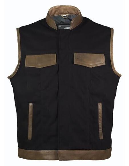 PRETO denim SOA COLETE E COURO MARROM