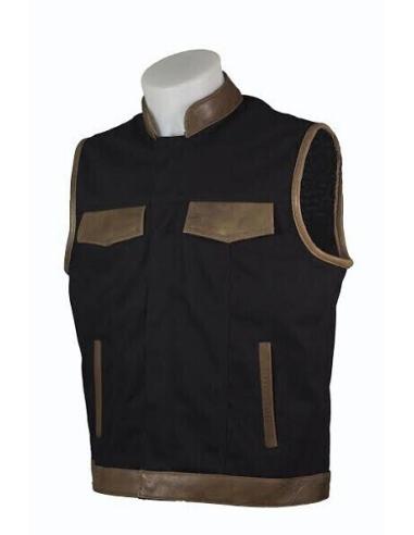 Acquista Gilet Soa Cowboy Nero E Pelle Marrone a prezzo scontato