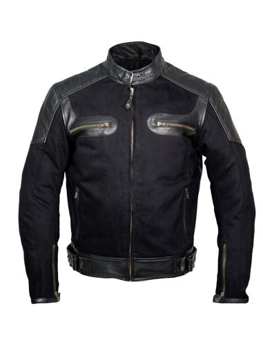 Acquista Giacca "Daytona" In Denim Nero E Pelle Tri-Strato a prezzo scontato