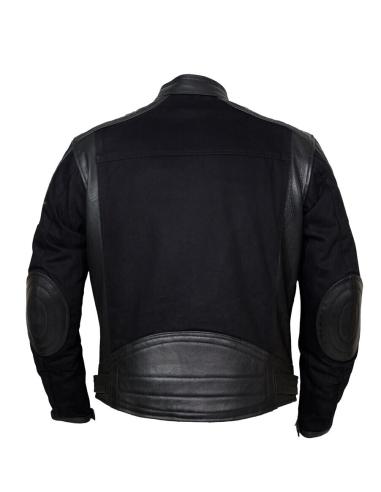 VESTE "DAYTONA" EN DENIM NOIR ET CUIR TROIS COUCHES