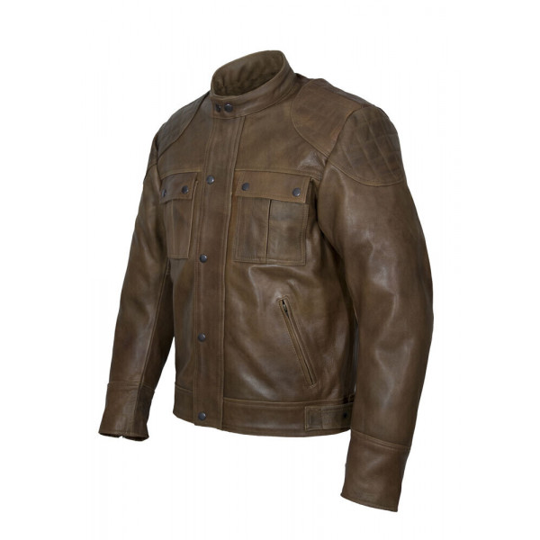 CAMEL REAL LEATHER JACKET "FIFTY-EIGHT" WIHT CE PROTECTIOS