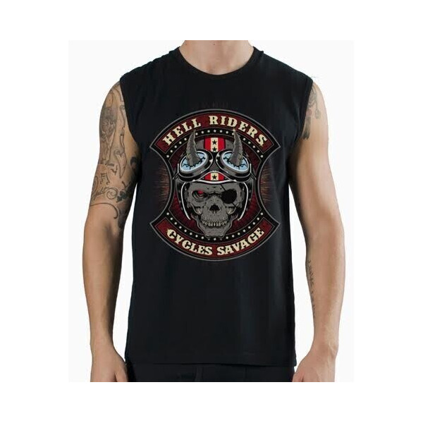 PRETO TANQUE TOP "HELL RIDERS"