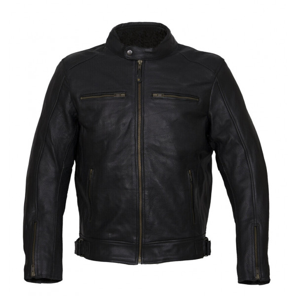 HOLLISTER RACE PERFORATED LEATHER JACKET WITH IMPERM MEMBRANE