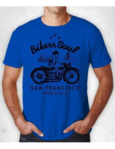 T-SHIRT BLEU À MANCHES COURTES "BIKER SOUL BLACK".