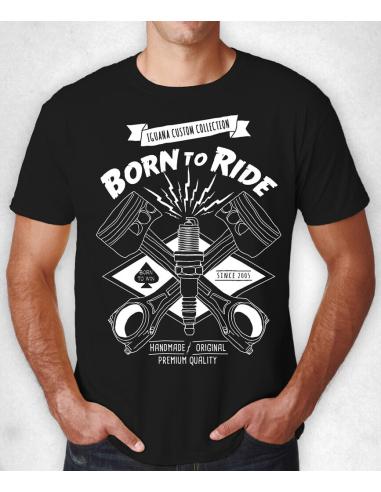 Acquista Maglietta a Maniche Corte "Born To Ride Nera" Iguana Custom Collecti a prezzo scontato