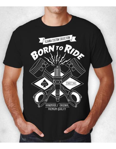 T-SHIRT À MANCHES COURTES "BORN TO RIDE BLACK" IGUANA CUSTOM COLLECTI