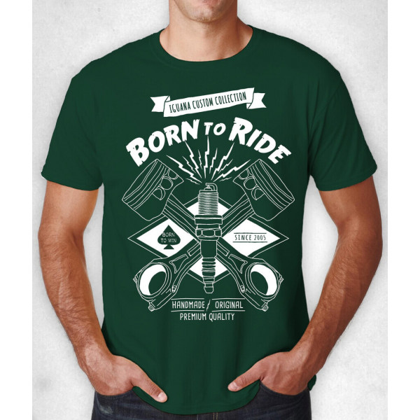 T-SHIRT À MANCHES COURTES "BORN TO RIDE GREEN" IGUANA CUSTOM COLLECT