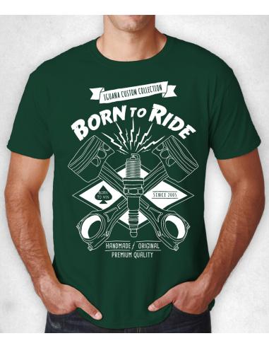 T-SHIRT À MANCHES COURTES "BORN TO RIDE GREEN" IGUANA CUSTOM COLLECT
