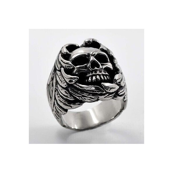 SKULL AND WINGS RING SURGICAL STEEL