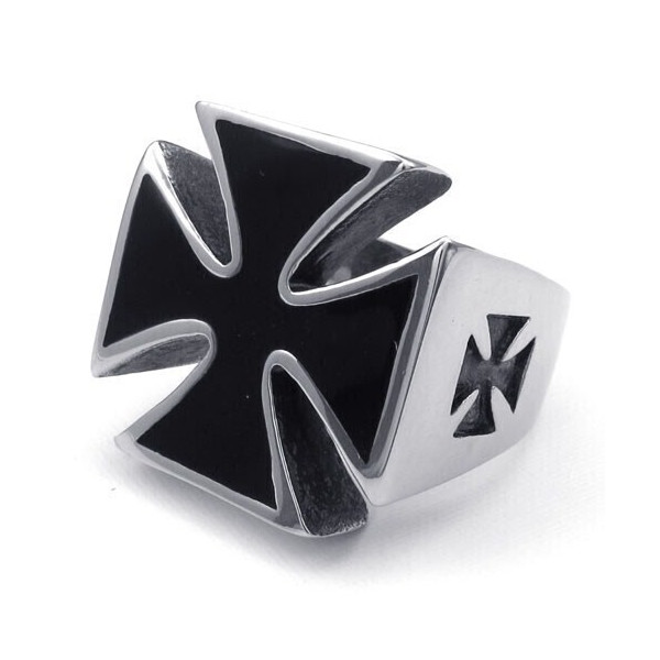 IRON CROSS RING SURGICAL STEEL
