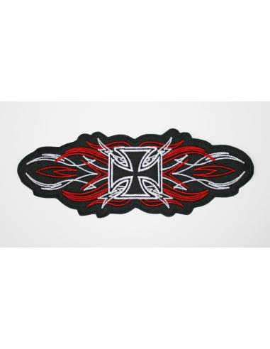 Comprar Parche 18 X 6 Pinstriped Iron Cross Mediano a precio de oferta