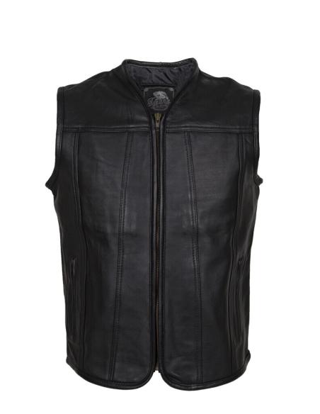 GILET "ROUTE" CUIR PREMIUM NOIR