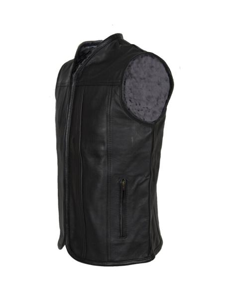 Acquista Gilet "Route" in Pelle Nera di Prima Qualità a Prezzo Scontato