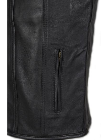 Acquista Gilet "Route" in Pelle Nera di Prima Qualità a Prezzo Scontato