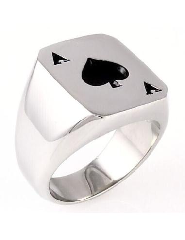 Spades Ace Round Ring Surgical Steel