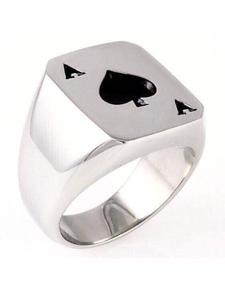 Spades Ace Round Ring Surgical Steel