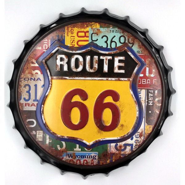 DECORATIVE PLATE 40 CM "ROUTE 66 COLORS" WITH EMBOSSING