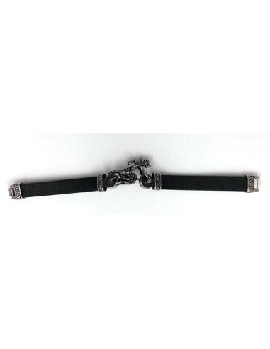 STAINLESS STEEL AND RUBBER BRACELET MOTO SKULL