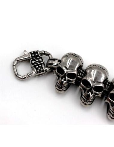 CRÂNIOS DE AÇO PULSEIRA GRANDE PRIMEIRA QUALIDADE