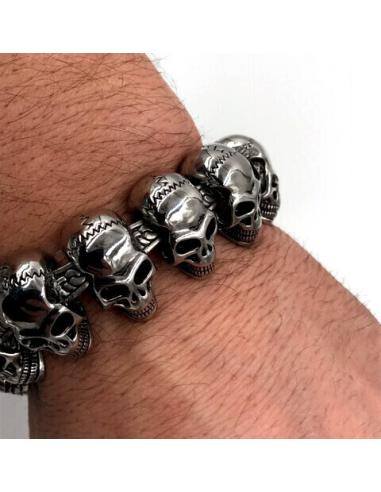 CRÂNIOS DE AÇO PULSEIRA GRANDE PRIMEIRA QUALIDADE