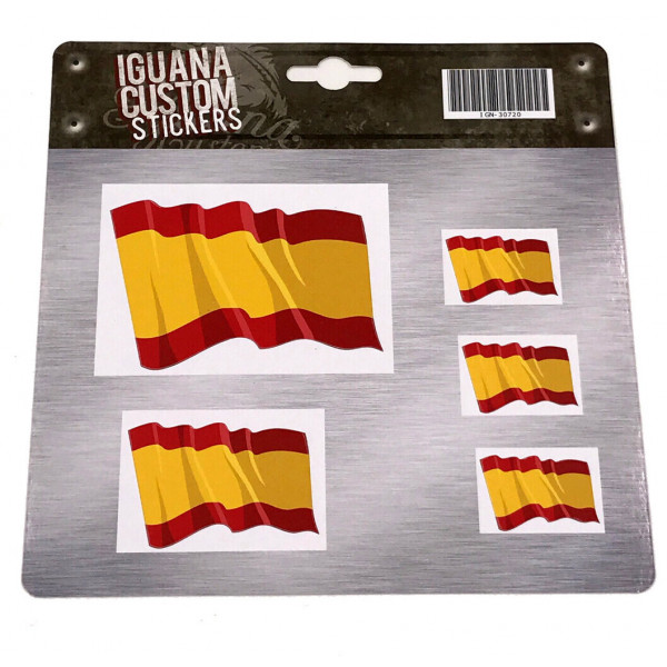 FLAG OF SPAIN FLAG STICKERS 13 X 15 CM - SET 5 STICKERS